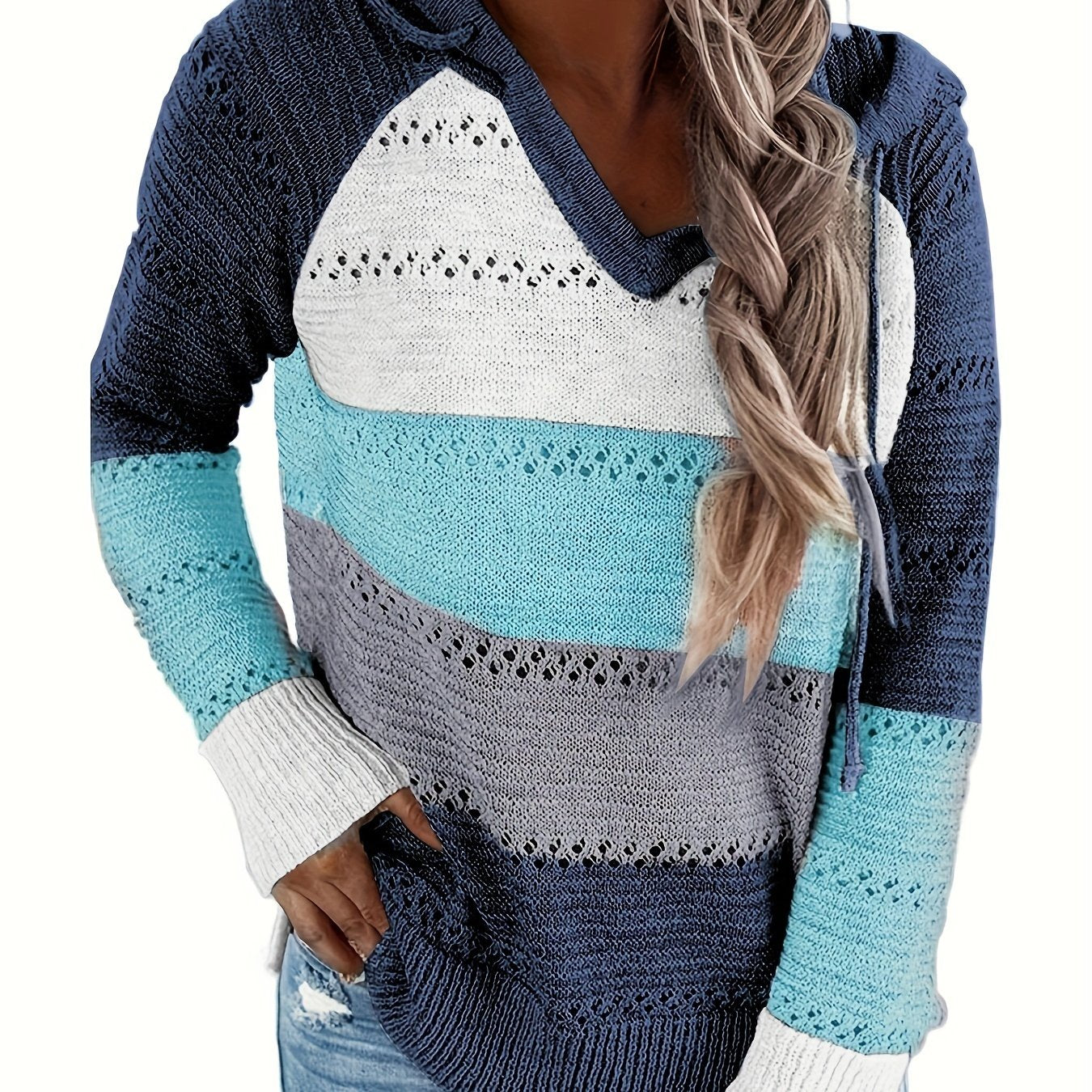 Drawstring Hooded Sweater for Fall & Winter Women's Clothing