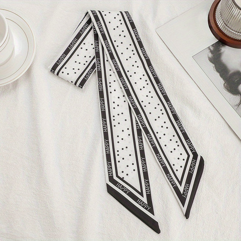 Happy Dot Print Skinny Scarf Silky Long Ribbon Neckerchief
