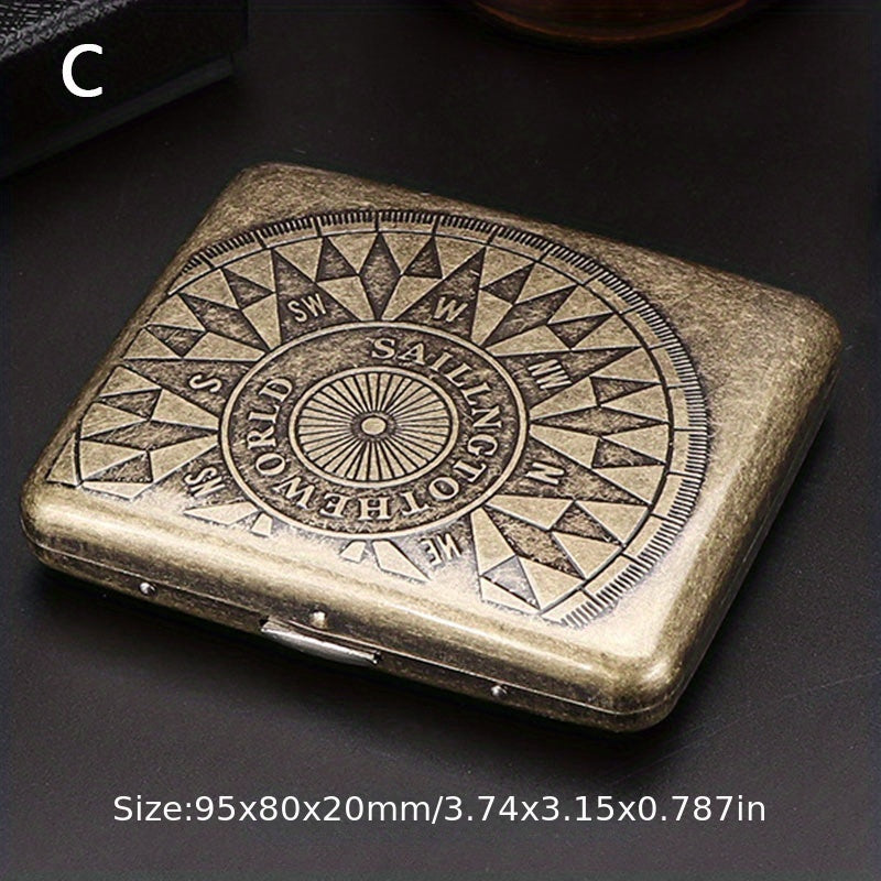 Retro Portable Stainless Steel Double-sided Flip Cover Cigarette Box