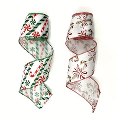 Christmas Candy Peppermint Wired Edge Ribbon Burlap Ribbon DIY Craft