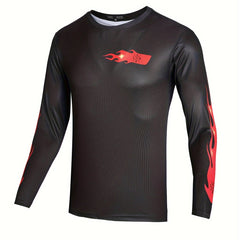 Men's Fire Pattern Long Sleeve Motorcycle T-shirt