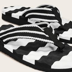 Men's Striped Flip Flops Arch Support Summer Comfortable Non Slip Thong Sandals