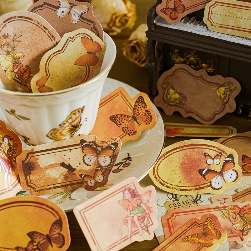 Butterfly Retro Writeable Label Sticker Set - 40 Sheets
