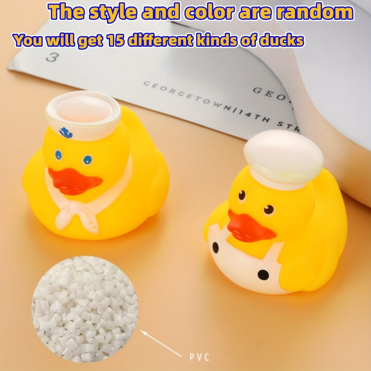 15pcs Assorted Rubber Ducks for Baby Bath Toys Party Favors