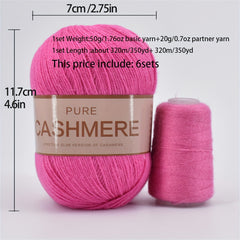 6 Sets Cashmere Yarn for Knitting Soft Machine 98% Cashmere Yarn Worsted