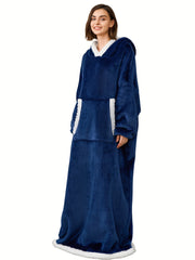 Fuzzy Hooded Night Robe Long Sleeve Women's Sleepwear