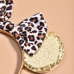 Girls Leopard Bow Tie Headband for Party Wedding Clothes