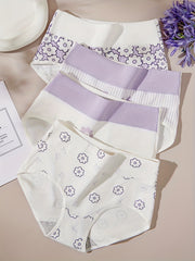 4pcs Letter & Heart Print Briefs Women's Panties