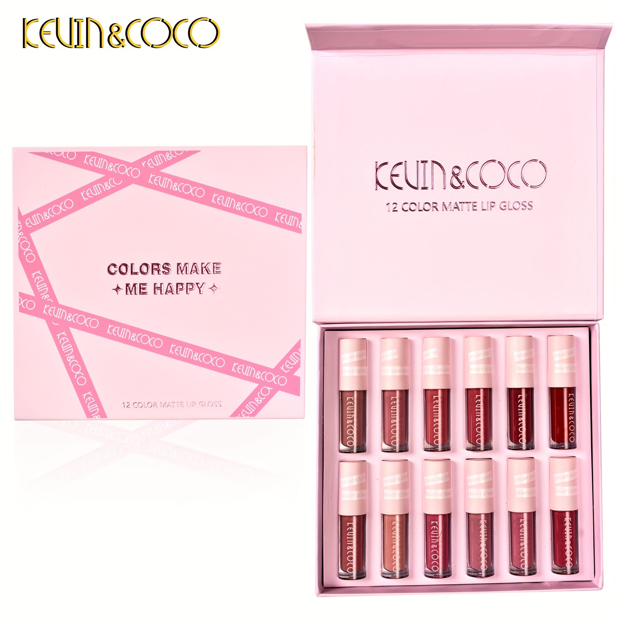 12-Piece Lip Gloss Set: Matte, Velvet, Dewy Finish