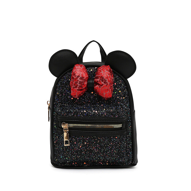 Kids Backpack Sequin Bow School Bag Ears Kindergarten Schoolbag