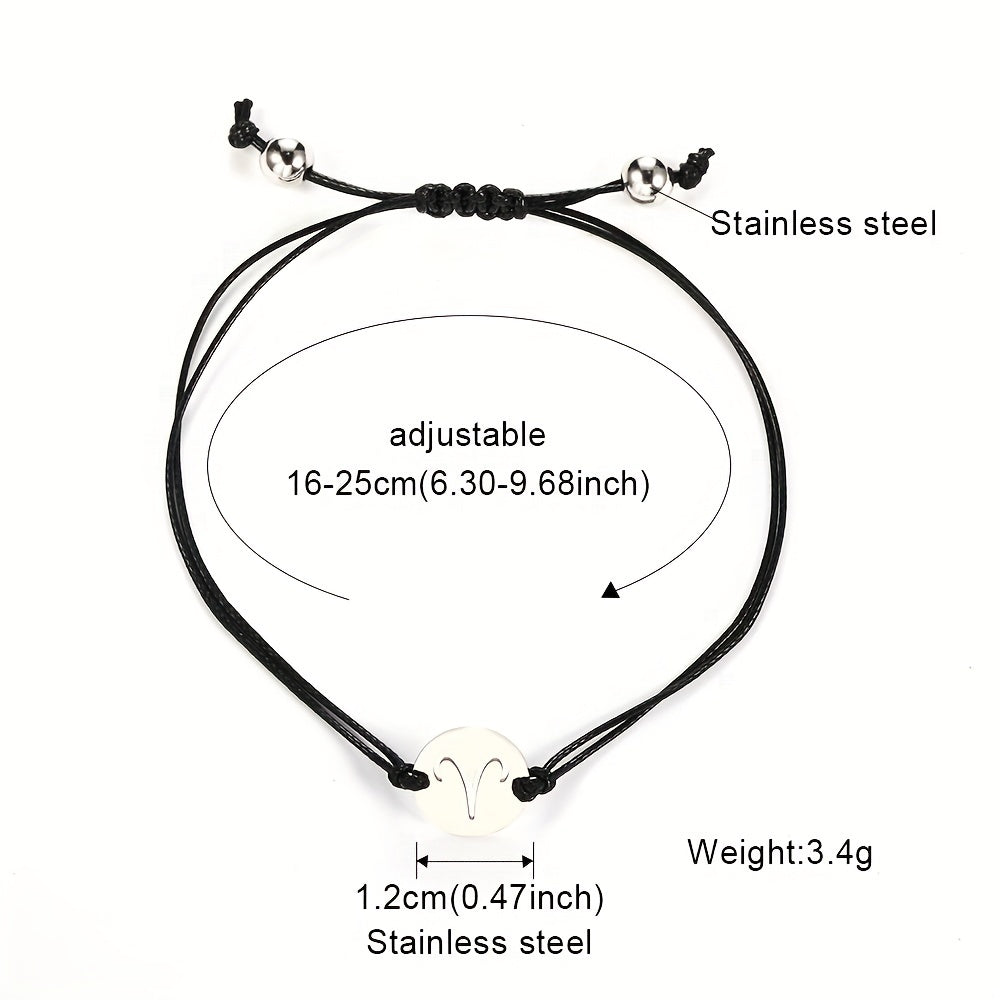 12 Constellation Wax Rope Braided Couple Bracelet Adjustable Hand Bracelet