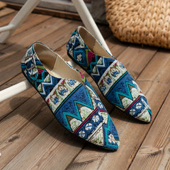 Colorblock Buckle Decor Mules Slip-On Low Flat Boho Shoes