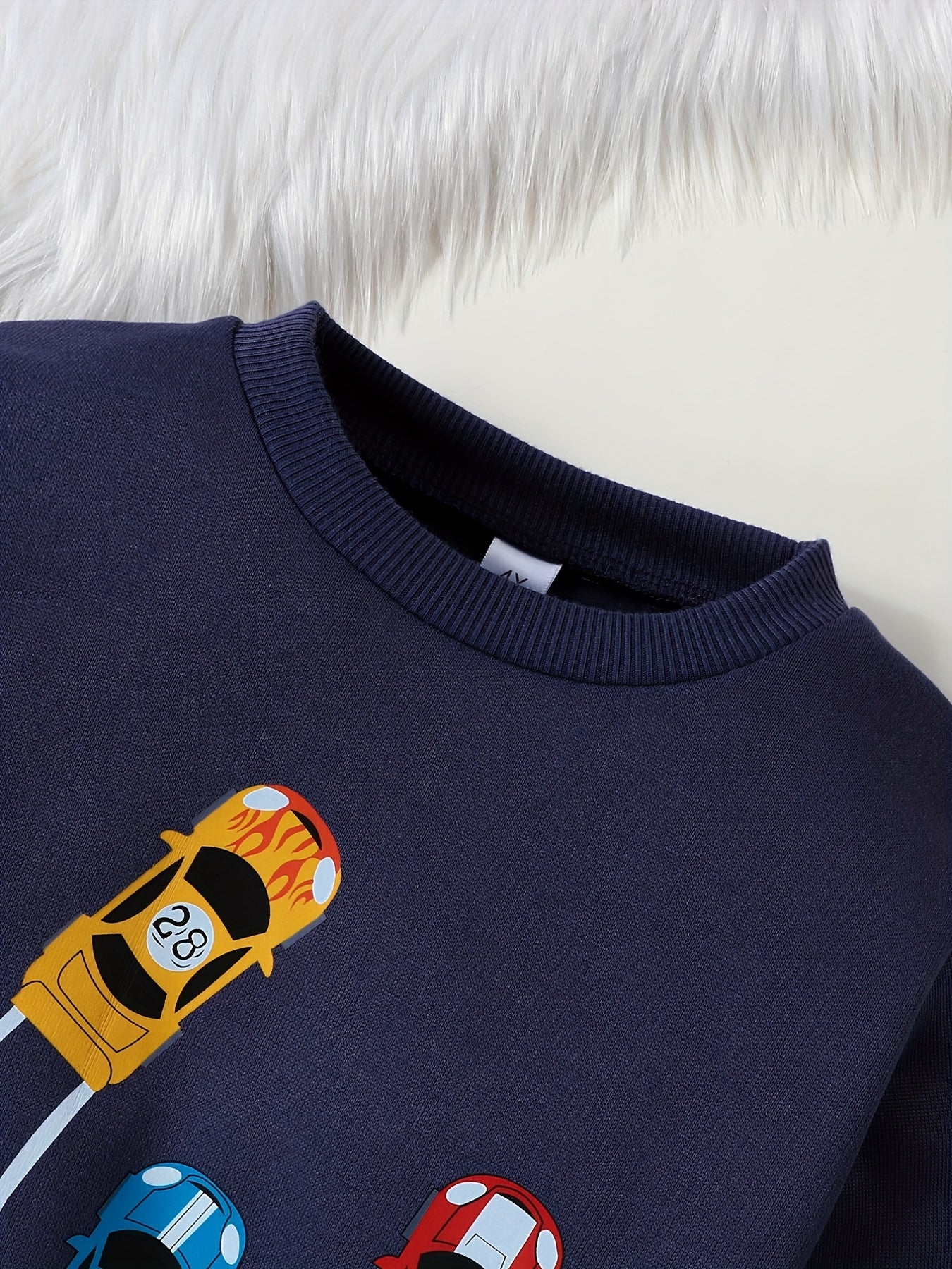 Sports Car Pattern Kid's Thermal Sweatshirt Long Sleeve Top