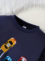 Sports Car Pattern Kid's Thermal Sweatshirt Long Sleeve Top