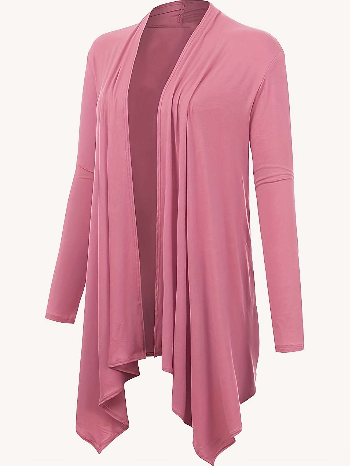 Solid Long Sleeve Open Front Cardigan