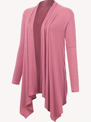 Solid Long Sleeve Open Front Cardigan