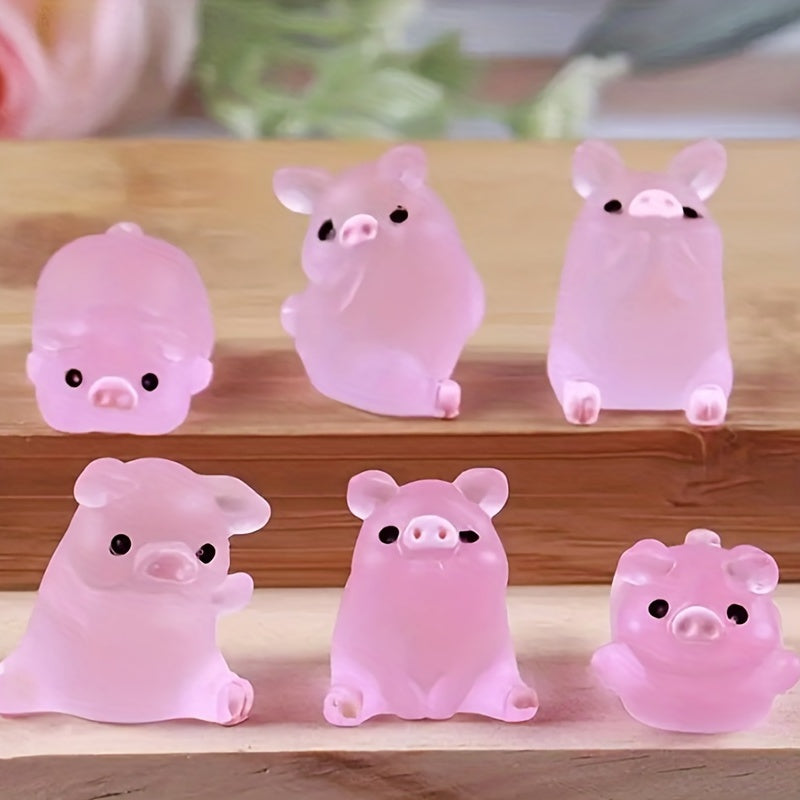 6pcs Glow Dark Piglet Garden Decoration Outdoor Home Holiday Decor