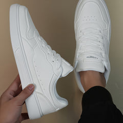 Men's Solid Skate Shoes Comfy Non Slip Lace Up Sneakers