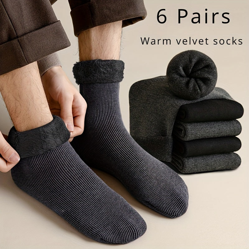 Men's Fleece Lined Snow Socks - Winter Outdoor Warm Floor Socks