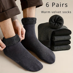 Men's Fleece Lined Snow Socks - Winter Outdoor Warm Floor Socks