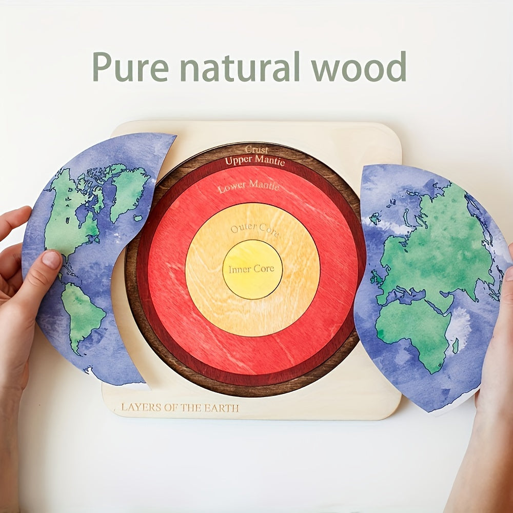 Earth's Layers Wooden Puzzle Kit - Educational Art Board for Holidays