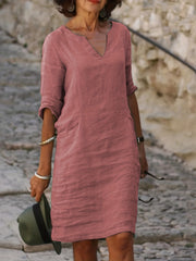Notched Neck Vacation Dress Casual Dress For Summer & Spring