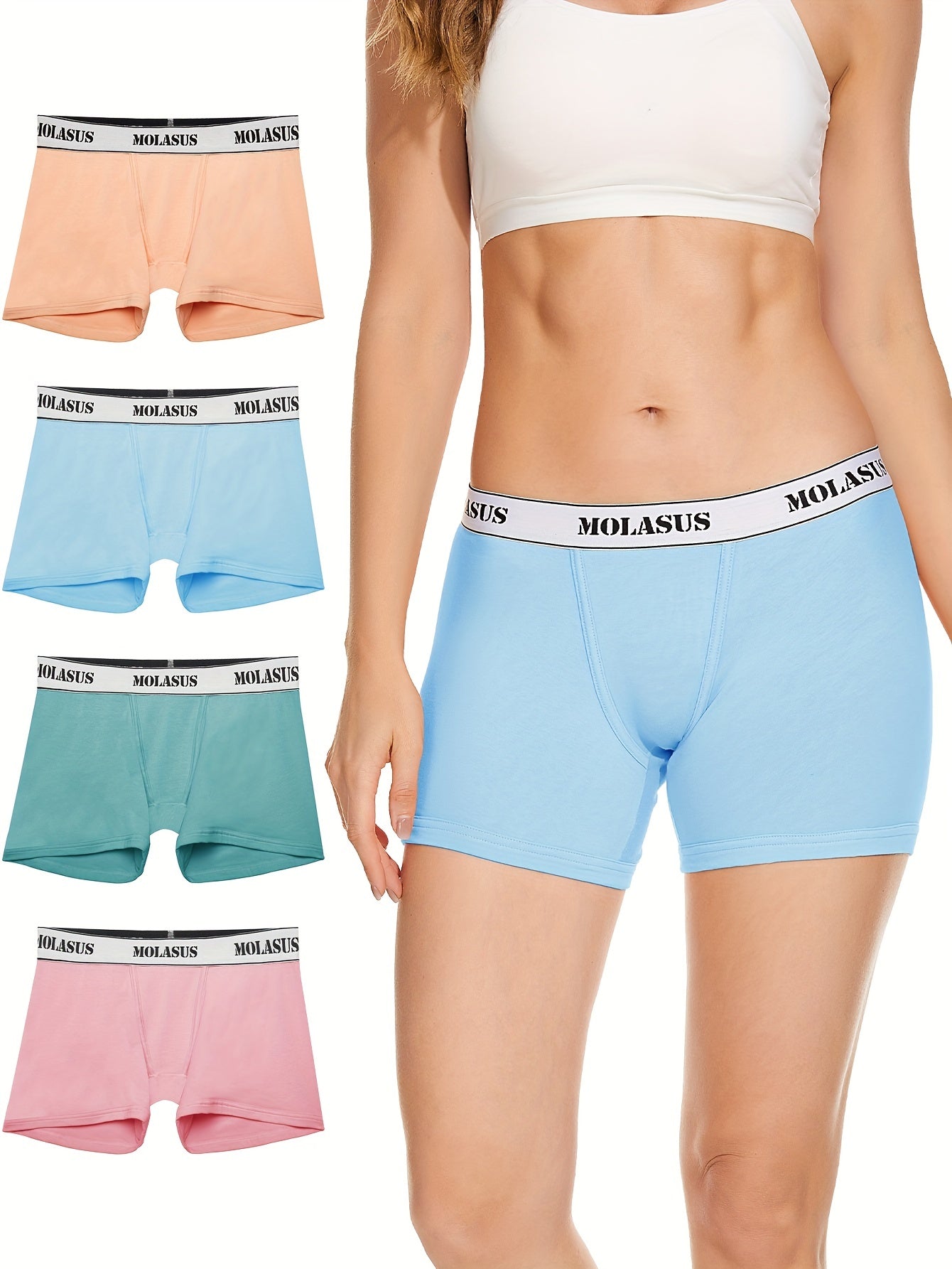 4 Pack Plus Size Panties Set Women's Plus Boyshorts