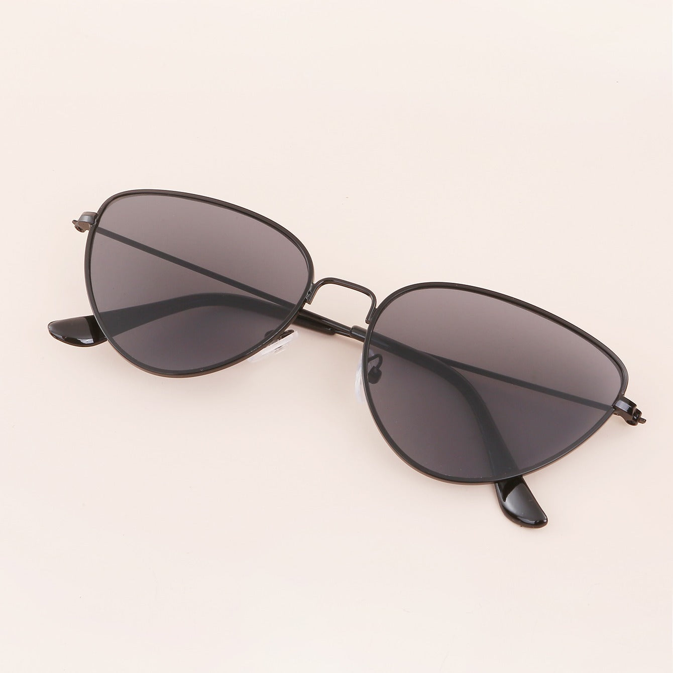 Slim Metal Cat Eye Sunglasses - Neutral Smoke