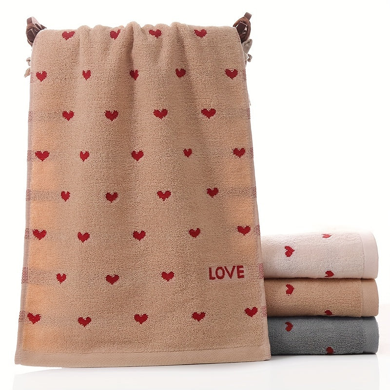 Heart Pattern Cartoon Hand Towel Absorbent Skin-Friendly 13 x 29in