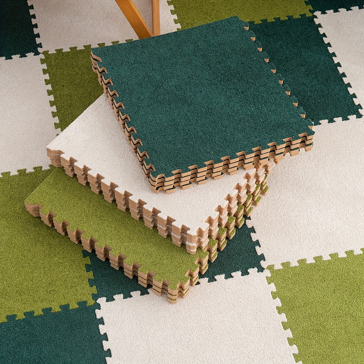 6pcs Plush Puzzle Foam Floor Mat Bay Window Mat Seat Mat