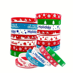 6pcs Christmas Pattern Wristband Silicone Bracelet Santa Claus Bracelet