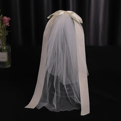Faux Pearl Bow Veil Headband Wedding Bridal Accessories