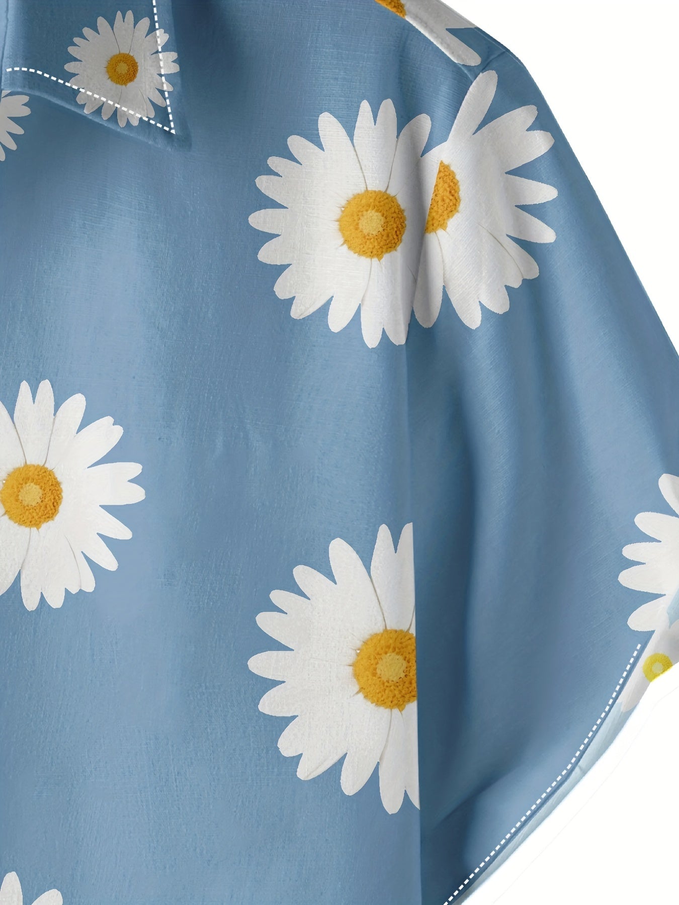Men's Daisy Flower Print Casual Button Up Shirt