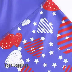 Star & Heart Print Yoga Leggings High Waist Athletic Sports Tight Pants
