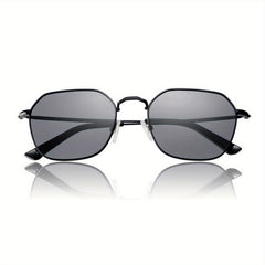 OUWEN Polarized Hexagon Square Sunglasses Small Polygon Aviators