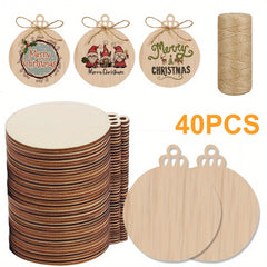 Wooden Christmas Ornaments DIY Craft Supplies 50m Jute Line 3.5inch