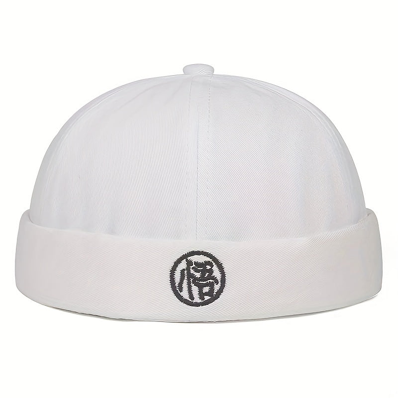 Character Embroidery Unisex Beanie Hip Hop Skull Hat Solid Docker Cap
