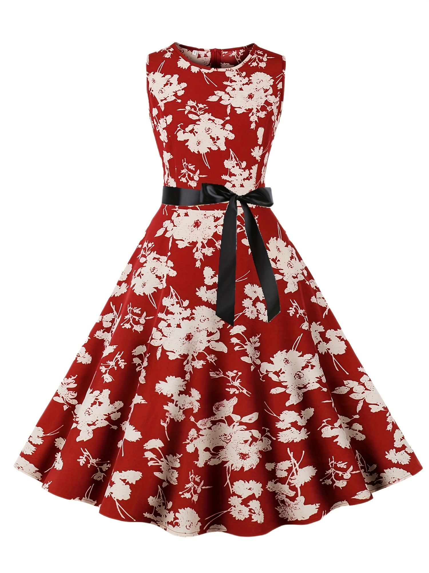 Floral Print Tank Dress Sleeveless A Line Summer Dress