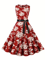 Floral Print Tank Dress Sleeveless A Line Summer Dress