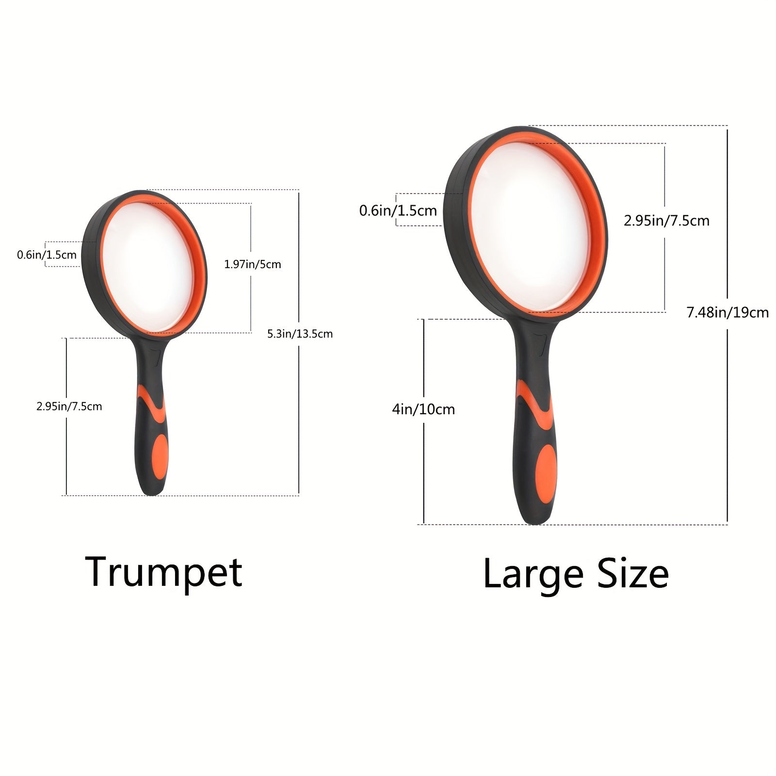 2 Pcs 50mm 75mm 10X Handheld Magnifying Glass Magnifier For Seniors And Kids