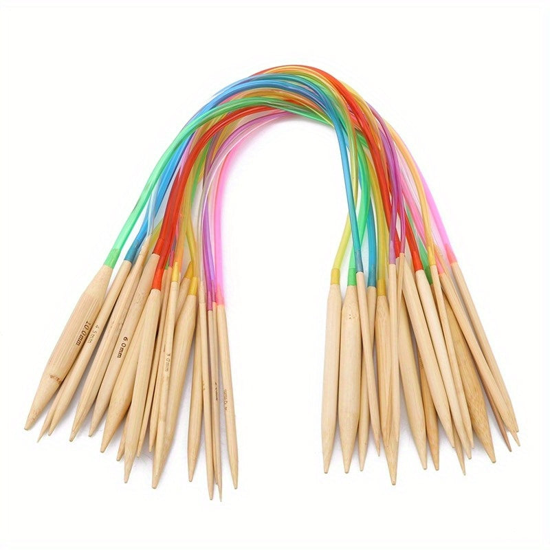 Colorful Tube Bleaching Bamboo Ring Woolen Needle Set
