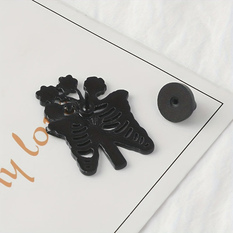Enamel Skull Skeleton Rose Flower Drop Alloy Brooch Girls Bag Jewelry