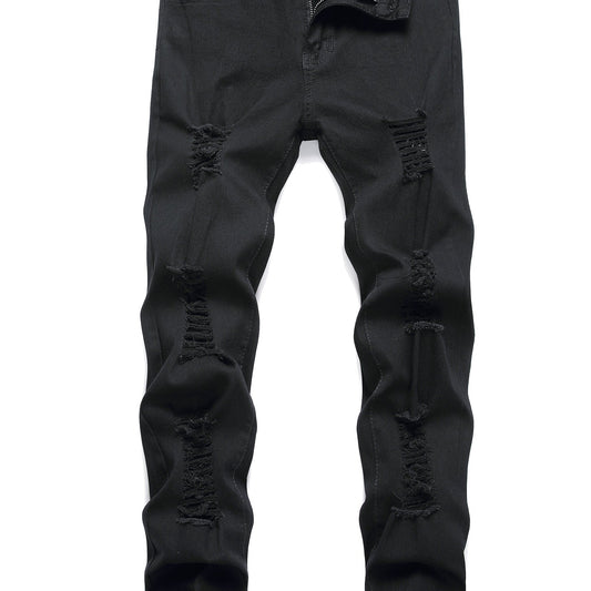 Slim Fit Jeans Men Casual Mid Stretch Denim Pants