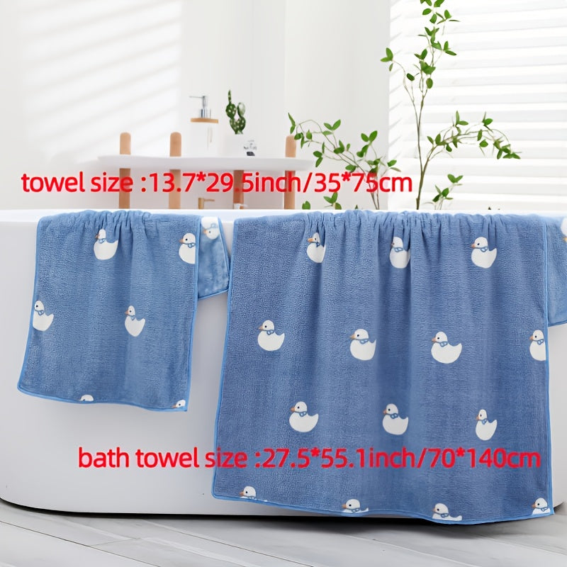 2pcs Duck Soft Cotton Bath Towel for Decor & Daily Use