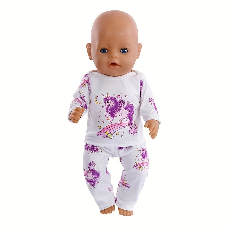Purple Unicorn Pattern Doll Clothes for 17-18 Inch Dolls