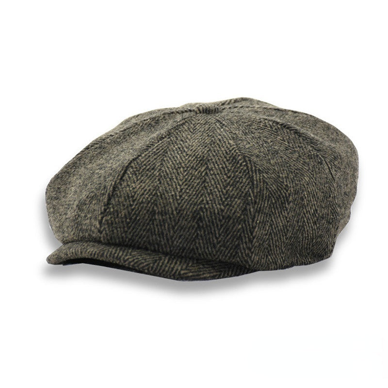 Vintage Herringbone Tweed Newsboy Cap Cosplay Hat