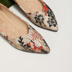 Floral Print Ballet Flats Pointed Toe Soft Sole Shoes