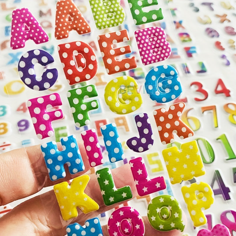 12pcs 3D Puffy Alphabet & Number Stickers Educational Toys for Boys & Girls
