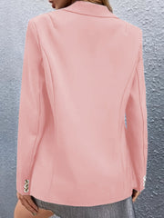 Solid Lapel Blazer Open Front Long Sleeve Work Office Outerwear
