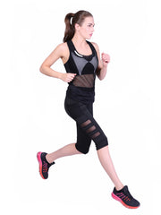 Mesh Panel High Waist Yoga Leggings with Pocket
